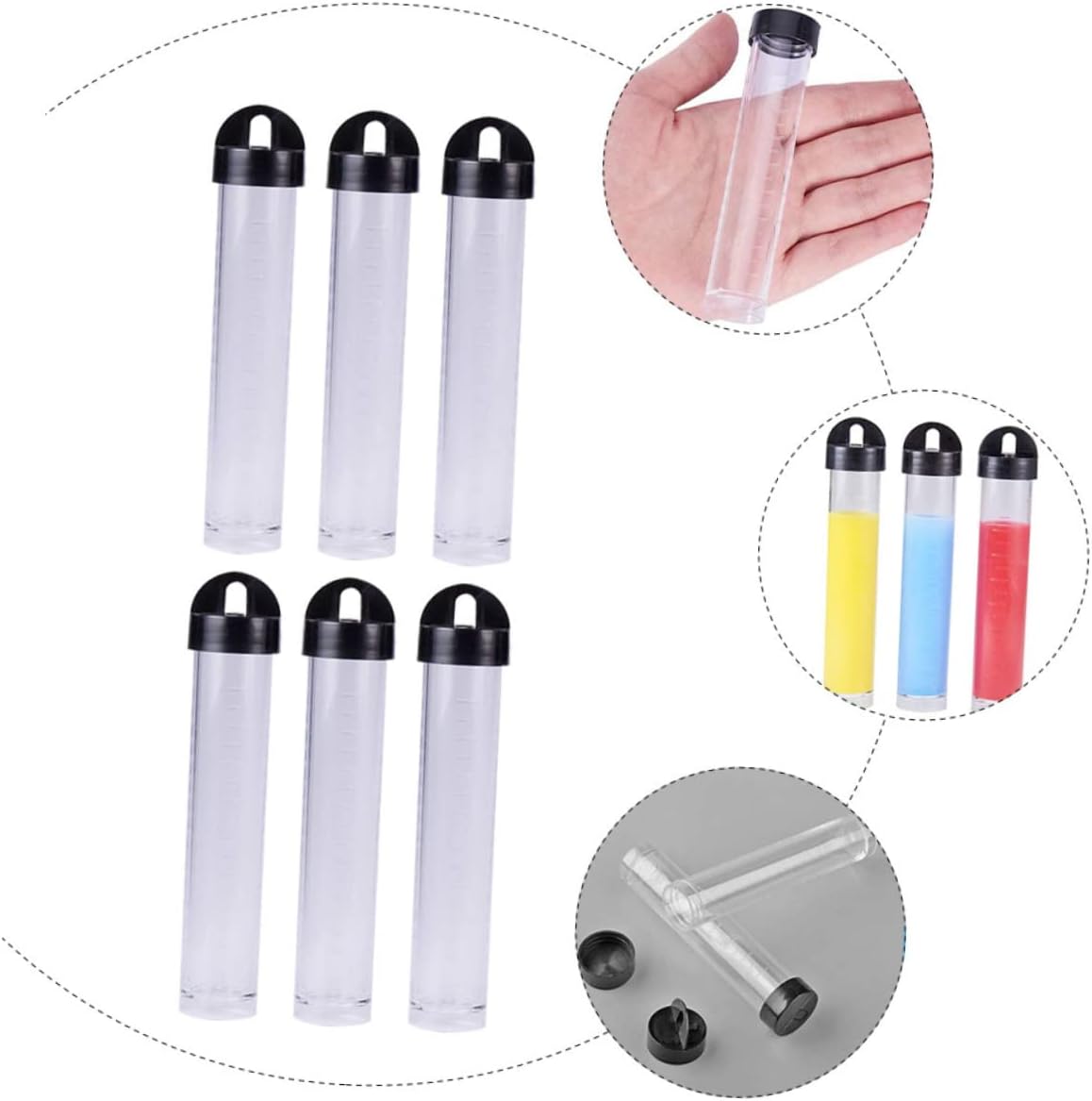 jojofuny 30pcs Empty Storage Tubes Black Lid Bead Containers for Items for Projects Travel Storage and Organizing Crafts
