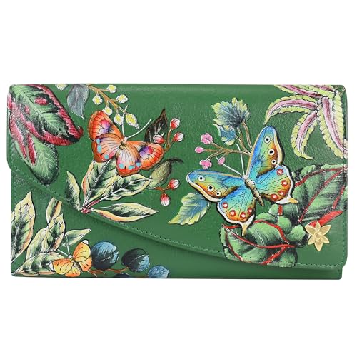 Image of Anuschka Women's Leather Wallet - Hand-Painted Genuine Leather Wallet with RFID Protection - 1174, Dancing Leaves