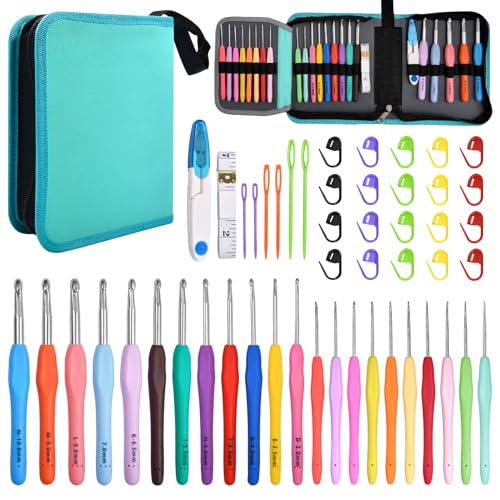 SPEEDWOX Häkelnadel-Set, 50 Stück, mit Aufbewahrungsbox, ergonomische Nadeln, Häkelnadeln, Weben, Kits, DIY, Handarbeit, Stricken, Kunstwerkzeuge, 0,5 mm-2,75 mm, ergonomischer weicher Griff
