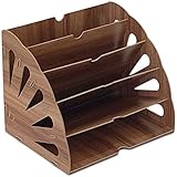 GDglobal - Organizador de escritorio de madera para oficina, organizador de documentos, organizador de documentos para archivos, papel, documentos, carta para el hogar o la oficina (color cerezo)