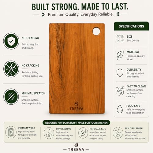 Image of Chopping & Cutting Board for Kitchen,Bacteria Resistant Cutting Board Plywood | Odour-Free 30x20x1.5 cm Thick Board for Fruits, Meat, Cheese & Kitchen Food Preparation
