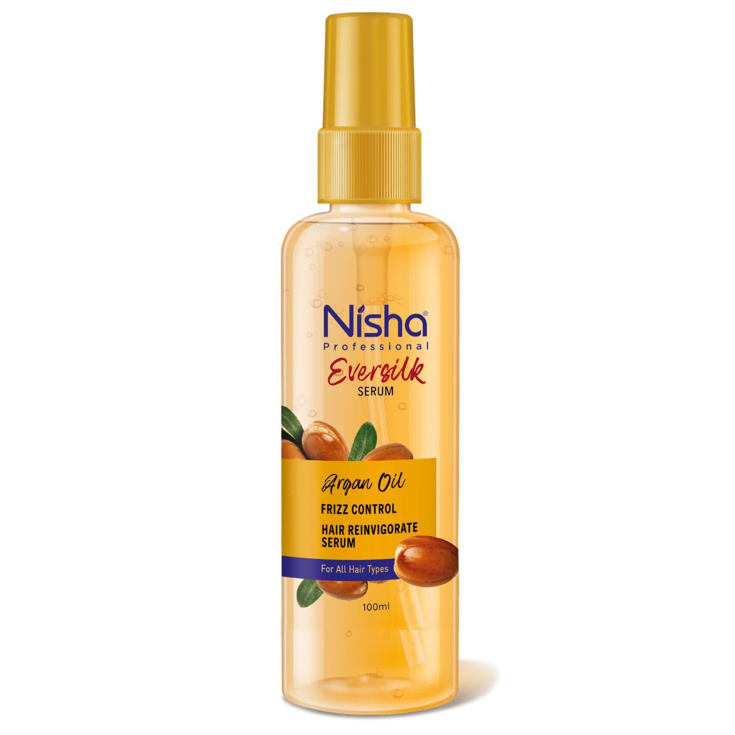 NishaProfessional Hair Reinvigorate Serum 100ml, Argan Oil Hair Serum for Frizzy Hair, Eversilk Hair Serum for All Hair Types