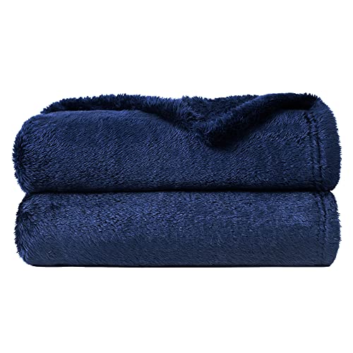 Yebeda Couverture Polaire en Microfibre Douce, Couverture en Peluche Chaude et Confortable pour Canapé ou Lit, Bleu Marine 130 x 170 cm Cover