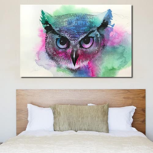 Impression sur toile hibou 40x60cm art mural bureau chambre