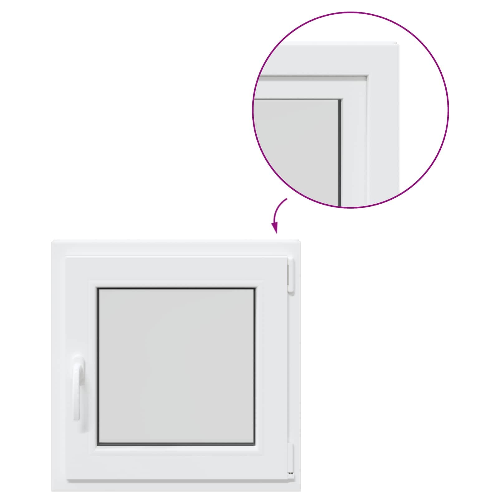 vidaXL Ventana de sótano RISOR 50 x 50 cm PVC y Vidrio Blanco, Sótano, Aislante Térmico Moderno y Duradero para Ventanas Eficientes, Accesorios de Vidrio PVC Aislantes