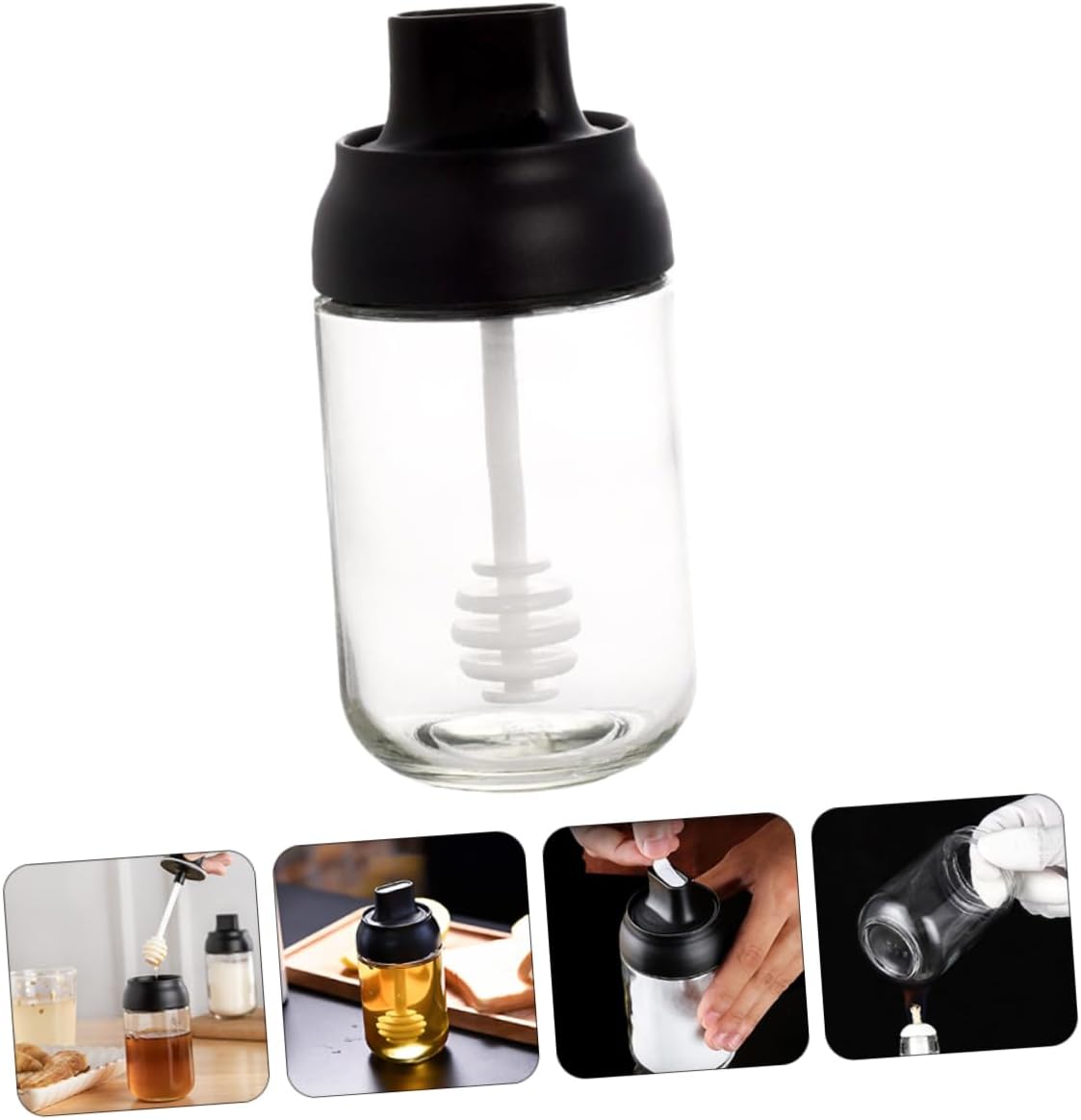 4pcs Multi-function Airtight Condiment Jars Salt Storage Containers Honey Sugar Jar