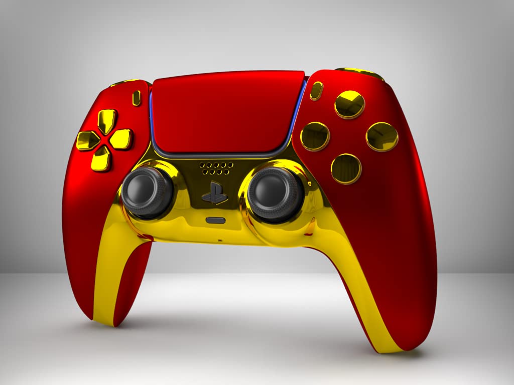 Red Soft Touch / Chrome Gold Limited Edition Custom Sony PS5 Dualsense Wireless Controller Playstation 5