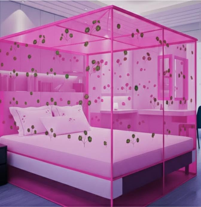 Pink Flower Printed Mosquito NET-image-44
