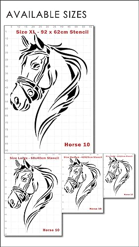 Horse Stencils, Large Format Wall Art Painting Stencil, Reusable Plastic Template (HORSE-10, S) - Image 2
