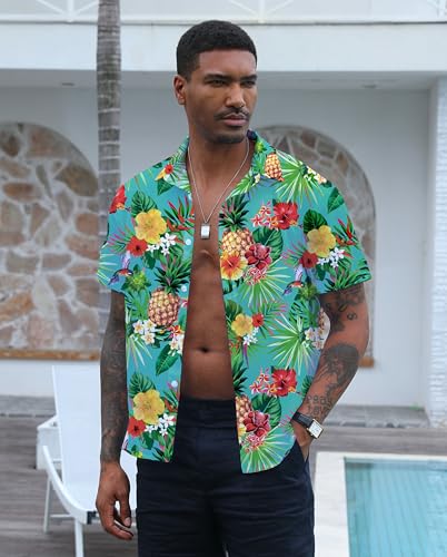 Hawaiian Shirt for Men Summer Casual Beach Button Down Short Sleeve Printed Tropical Vacation Shirts3