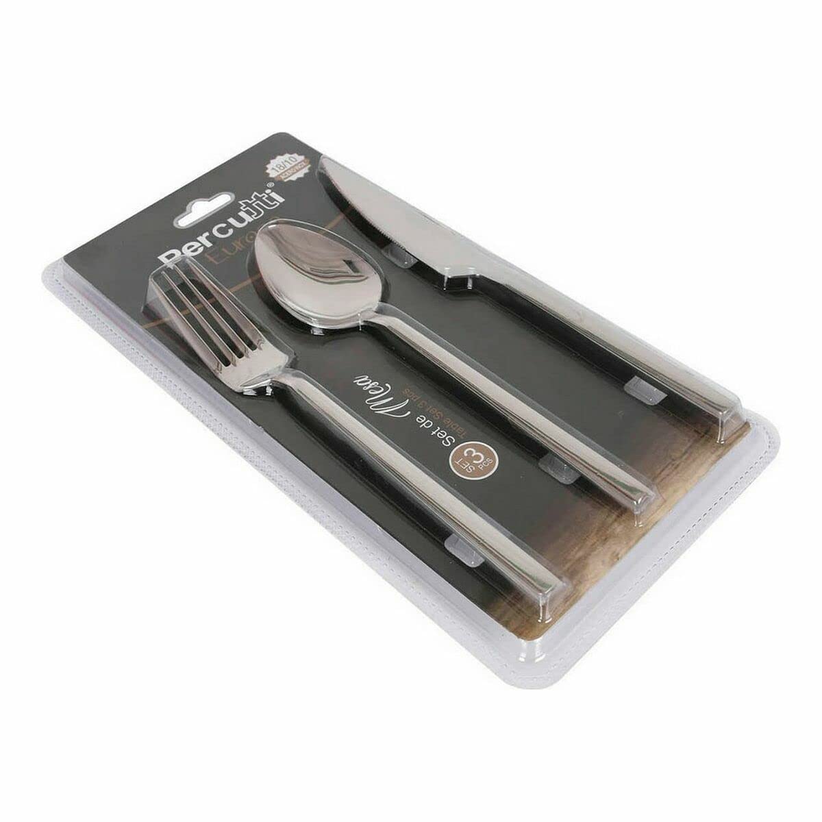Percutti S2211376 Cutlery Set, showing a knife, fork, and spoon with a polished finish.
