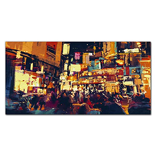 Photo sur verre City Night Light pour illuminer les murs de votre salon contemporain