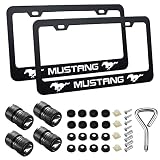 Tcuisuy 2PCS Aluminum Alloy License Plate Frames for Mustang,Car Tag Cover Holder Compatible All Veh
