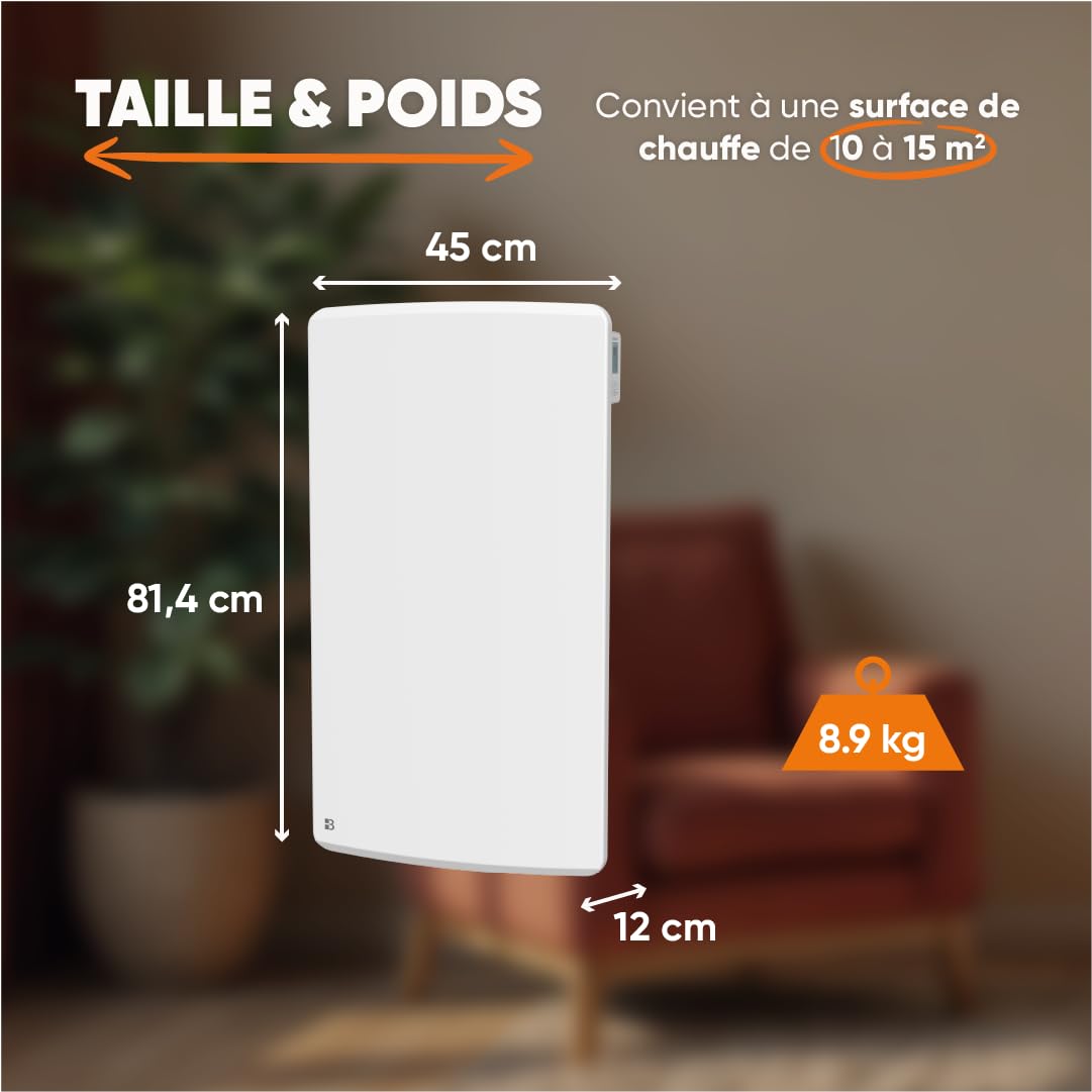 BESTHERM - Radiateur électrique fixe à inertie sèche céramique 1500W ARIA vertical blanc