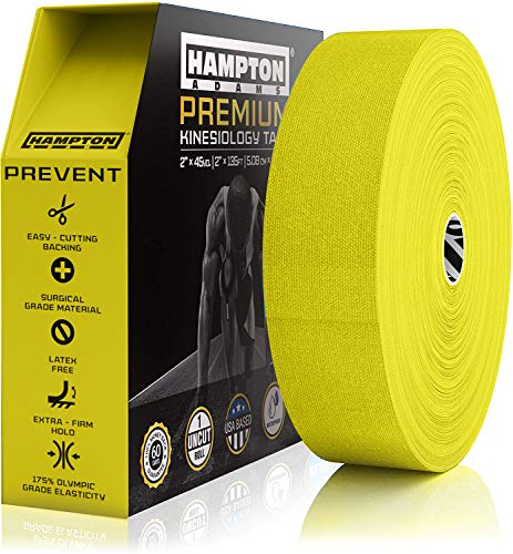 Hampton Adams | As Seen on Shark Tank | Elastic Kinesiology Tape (Bulk Roll) | 135ft Uncut | Supports & Protects Muscle Wrist Knee Shoulder Back Plantar Fasciitis | Waterproof Hypoallergenic (Yellow)