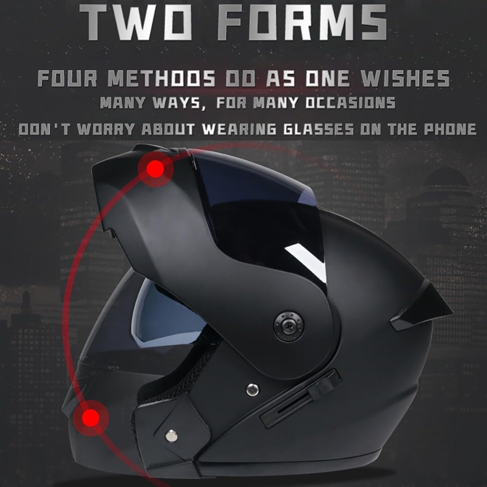 Casco Moto Integrato Modulare Bluetooth, Casco Integrale Uomini E Donne con Doppia Visiera Caschi Modulari Apribile Adulti Flip Full Face ECE Certification Casco da Motociclista