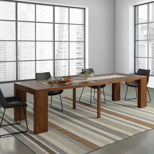 Transformer Table Solid Wood Extendable Dining Table, Brown - image 8