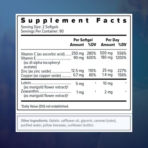 Image of Focus Select AREDS2-Based Eye Vitamin Supplement with Low-Zinc, 180 Count | Lutein and zeaxanthin vision supplement for macular support, doctor-developed, safe for smokers, made in USA, 90-day supply