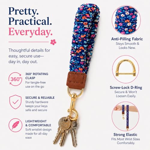 Image of Scrunchie Keychain Wristlet, Cute Key Chain Wrist Bracelet Lanyard Strap | stretchy scrunchie wristlet for keys, soft pill-resistant key chain bracelet for women, men, car keys, shopping, gym, travel
