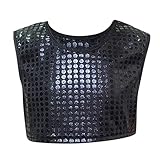 Générique Cheerleading Top für Kinder, Pailletten, Performance, rückenfrei, für Tanz und Vorschulaktivitäten, rückenfrei, Schwarz, 15-18 Jahre