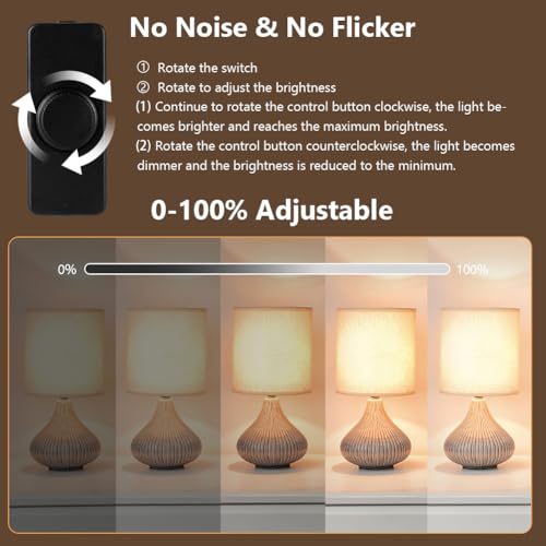 AXFEE LED-Dimmschalter, 1-Gang, 220 V-240 V, Phasenabschnitte, drehbarer Ein-/Aus-Inline-Dimmschalter, geeignet für Zuhause, 3–100 W, dimmbare LED, Halogenlampen, Decke, Glühlampe (schwarz)