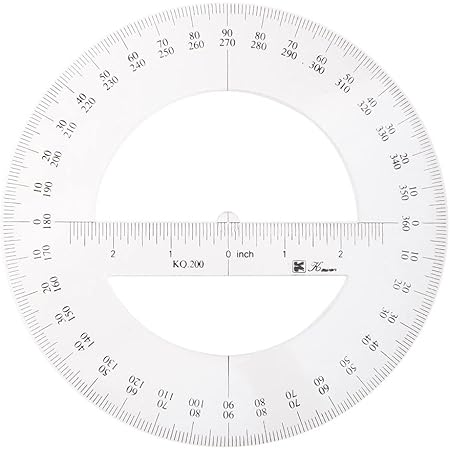 Amazon 全円分度器 センチメートル 分度器 角度測定 360度 アクリル 図面の定規 多用途 使いやすい 分度器 文房具 オフィス用品