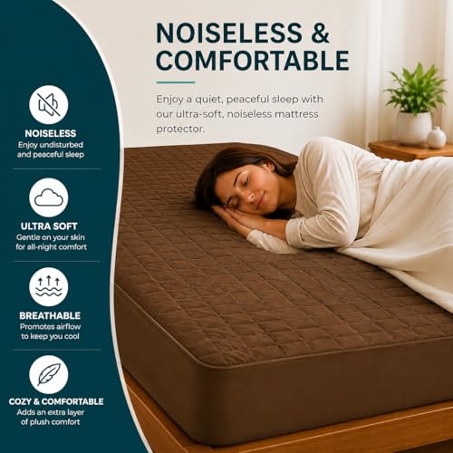 Image of La Verne 100% Waterproof Cotton Quilted Mattress Protector King Size Breathable 78 x 72 Inches | Breathable and Hypoallergenic Ultra Soft Fitted Bed Protector Cover