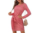 【Caratteristica】 Abito aderente sexy da donna, Mini abito alla moda per donna, Abito aderente con arricciatura laterale, Abito in vita con cravatta, Abito casual a maniche lunghe, Abito classico girocollo, Abiti elastici e morbidi a maniche lunghe. Buon regalo per famiglie, amici, colleghi, fidanzate per il compleanno e il festival.