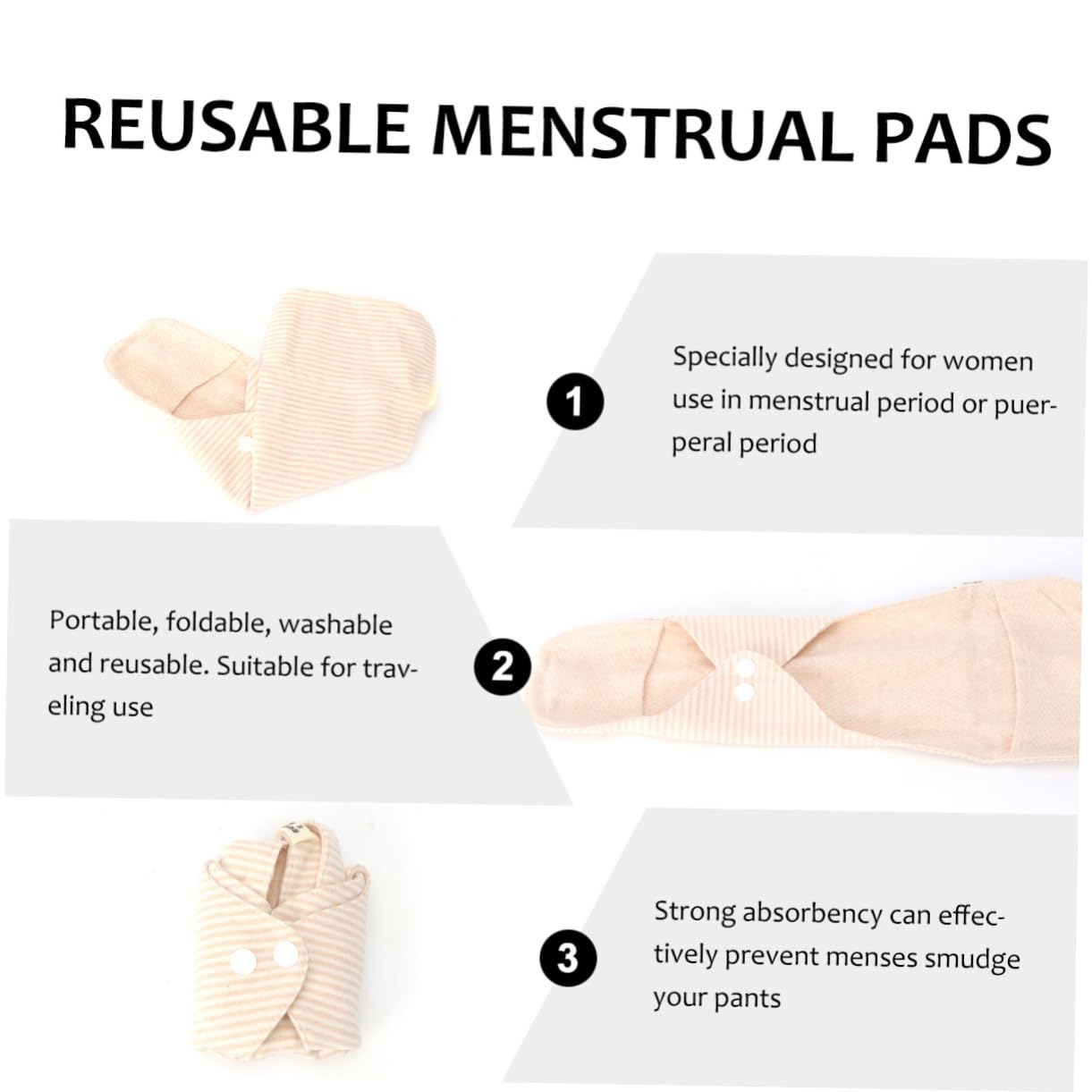 6 Piezas toalla higiénica portátil protegeslips protectores diarios Toalla sanitaria lavable compresas menstruales reutilizables almohadillas de mamá Núcleo central