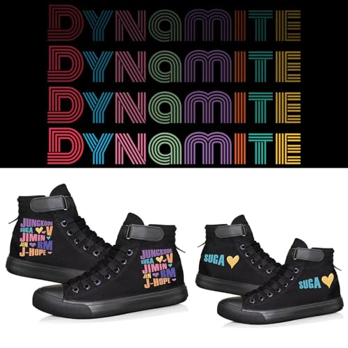 SUGA Album Dynamite Merch Jungkook Shoe Cartoon Image Jimin Sneakers J-Hope Rap Monster Jin SUGA V High-Top Canvas Shoes2