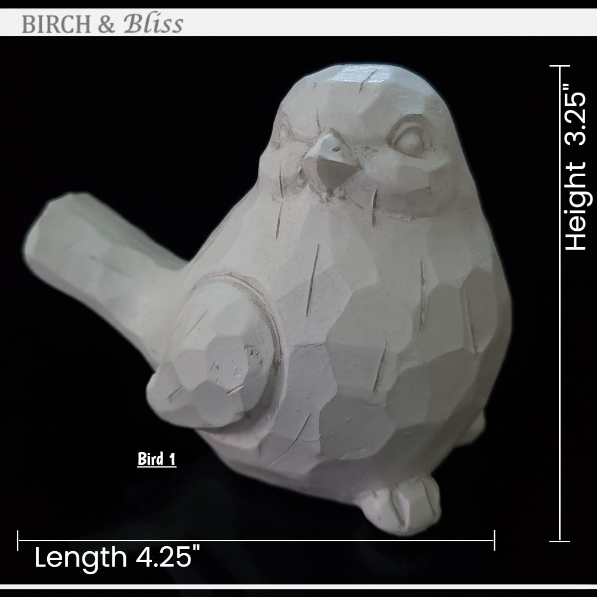 Birch & Bliss Pulchne białe nowoczesne ptaki wiejskie - zestaw 2 - rzeźbiony rustykalny postarzany ptak dekoracje do domu akcenty - piękna dekoracja ślubna