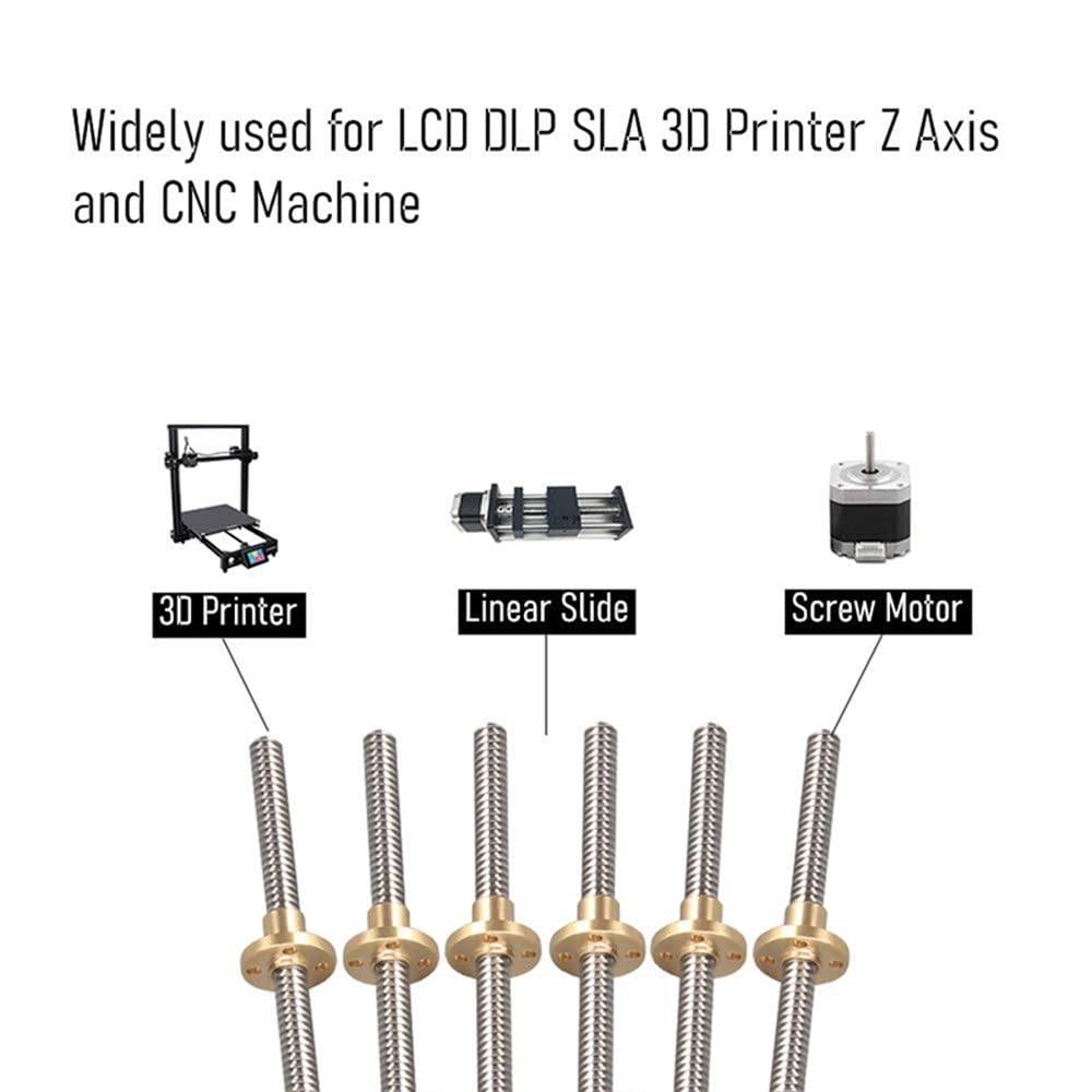 Leitspindel und Messing Mutter Kit, Gewindestange Leitspindel mit T8 Messingmutter for 3D-Druckermaschine Z-Achse Linearführungen Schrittmotor Leitspindel und Messing Mutter Kit, Gewindestange Leitspindel mit T8 Messingmutter for 3D-Druckermaschine Z-Achse Linearführungen Schrittmotor