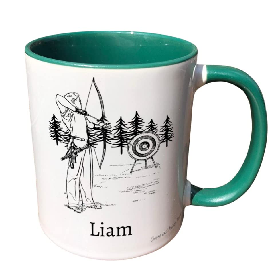 Personalised Archery Mug Gift - Present for Archery Lovers - Gifts for Archer - Personalised Hobby Mug - Country Style Mug (Navy)