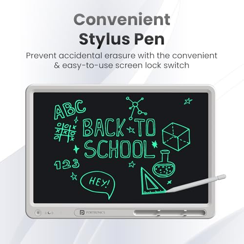 Image of Portronics Ruffpad 21 Pro 21-Inch LCD Writing Pad with Stylus for Kids, Office&Teaching, Doodling, Notes, Planning&Learning, One-Tap Erase, Smart Lock, Save & Share via App, Eco-Friendly Digital Board