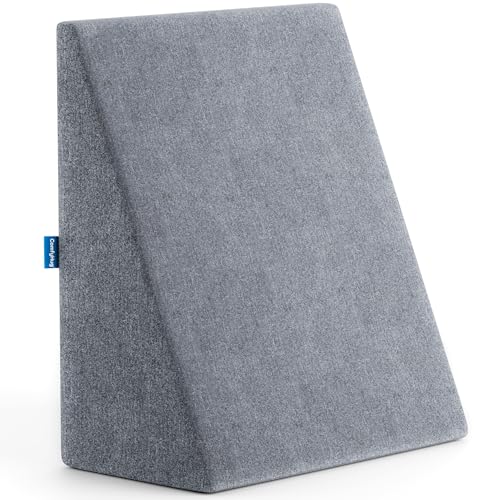Image of ComfyHug Wedge Cushion for Sleeping & Back Support - Bed Wedge Pillow for Acid Reflux, GERD, Snoring & Post-Surgery Relief | High-Density Foam, Washable Cover (20 x 18 x 10 Inch, Grey)