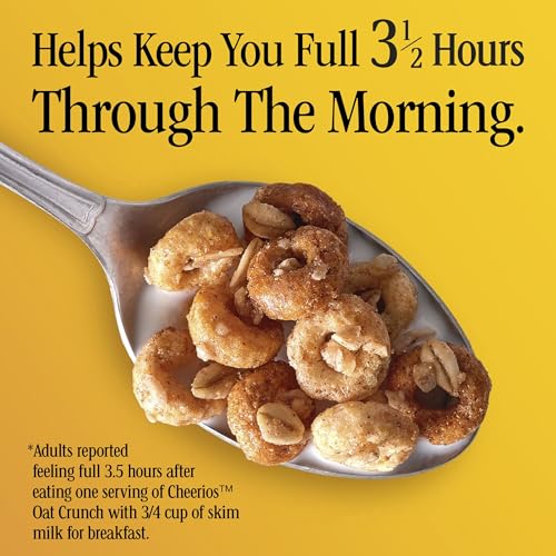 Image of Cheerios Oat Crunch Cinnamon Breakfast Cereal, Made with Whole Grain, Family Size, 24 oz