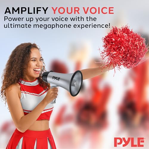 Pyle Portable Megaphone Speaker Siren Bullhorn - Compact, Battery Operated, 20W Power, Microphone, 2 Modes, PA Sound, 1000 Yards Range, Foldable Handle for Cheerleading and Police Use (Silver) by Pyle - Image 7
