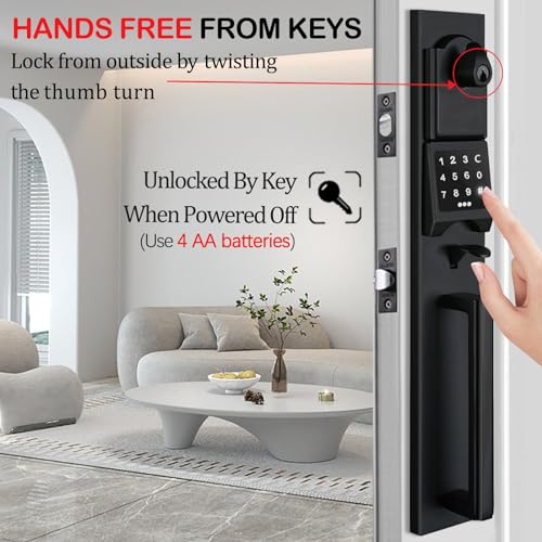 NEWBANG Digital Front Door Handleset with Keypad for Double Doors in Black Finish- Electronic Lockset with Dummy Set by NEWBANG - Image 4