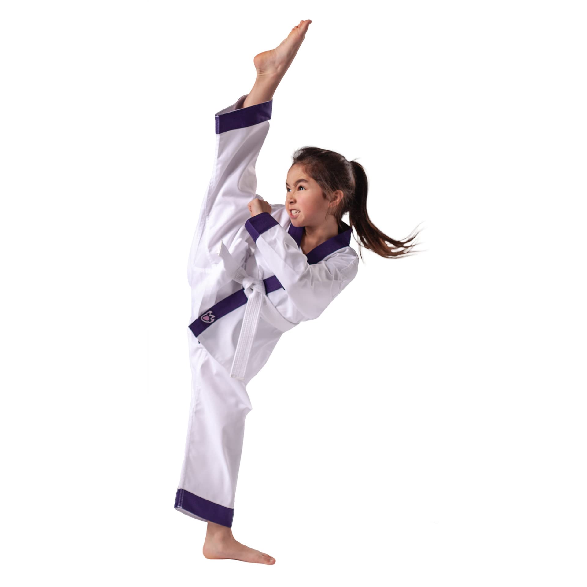 Kwon DanRho Anzug Drachenkralle für Karate oder Taekwondo weiß mit lila Revers