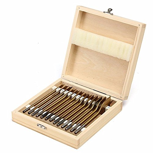 EsportsMJJ 13Pcs 1/4 Pulgadas De Caña De Titanio Recubierto 6-35 mm Máquina Plana De Madera Pala Brocas Taladradoras Set