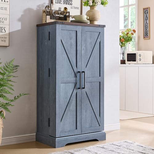 ACCOHOHO 47" Rustic Farmhouse Kitchen Cabinet with Barn Doors