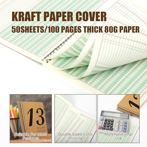 Carnet de compte 13 colonnes couverture kraft authentique pour archivage comptable durable - 4