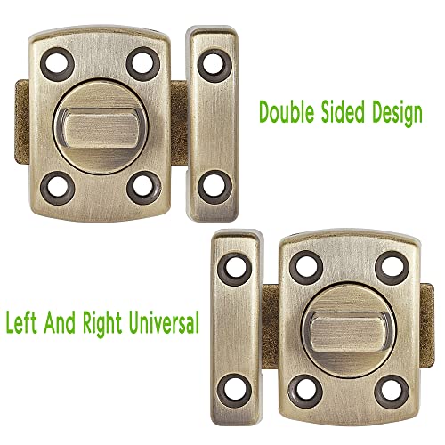Iniret 2 Packs Rotate Bolt Latch Gate Latches Safety Door Lock,Pet Door Lock, Cabinet Furniture,Bathroom，Windows,Antique Lock Gate Latches Wine Cabinet Closet Door Latches (Bronze_2 Pack) #TOP5