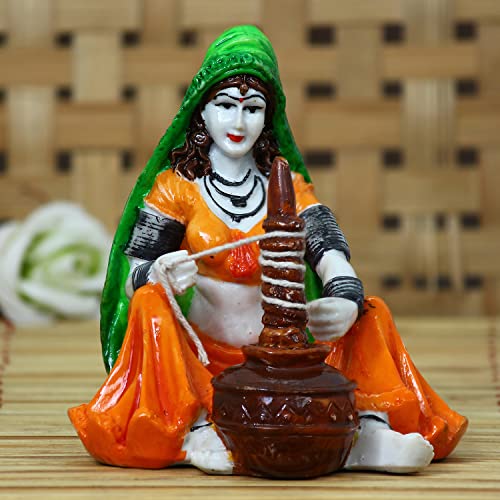 Figura decorativa Dama Rajasthani con Makhan Handi miniatura 2