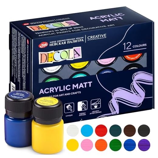 Decola Juego Pinturas Acrílicas Opacas | Botes Colores Acrílicos Opacos Para Pintar 12 X 20 ml | Pinta Y Decora Sobre Todas Superficies | Hechos Por Nevskaya Palitra