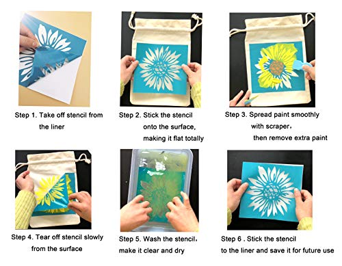 Alinacutle Silkscreen Stencil,Reusable Self-Adhesive Silk Screen Printing, For Printing On Wood/Fabric/Paper, Home Decoration, 8.5" X 11" (4Pc Borders) #TOP5