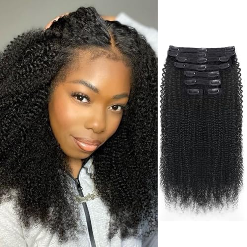 Afro Kinky Curly Clip in Hair Extensions Human Hair 4C 24 Inch