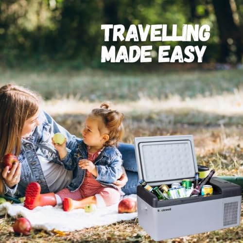 Image of Rockwell 15Litres Portable Car Fridge Cooler Freezer, 5 Year Warranty, 12V DC / 220V AC Compatible, for Outdoor Adventures, Car, SUV, Camping, Travelling, Truck, RV, Low Noise (RMC15S, Grey)
