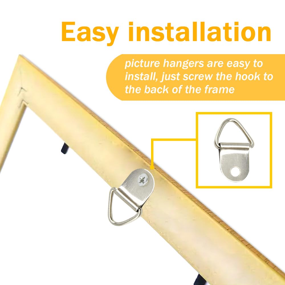 Yosawa 100 Pcs Picture Hooks Triangle Ring Picture Hangers with Screws Picture Frame Hardware(Silver/SJ), 22MM-S - Image 4