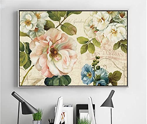 Peinture d'oiseau et fleur ancienne pour créer un salon chaleureux